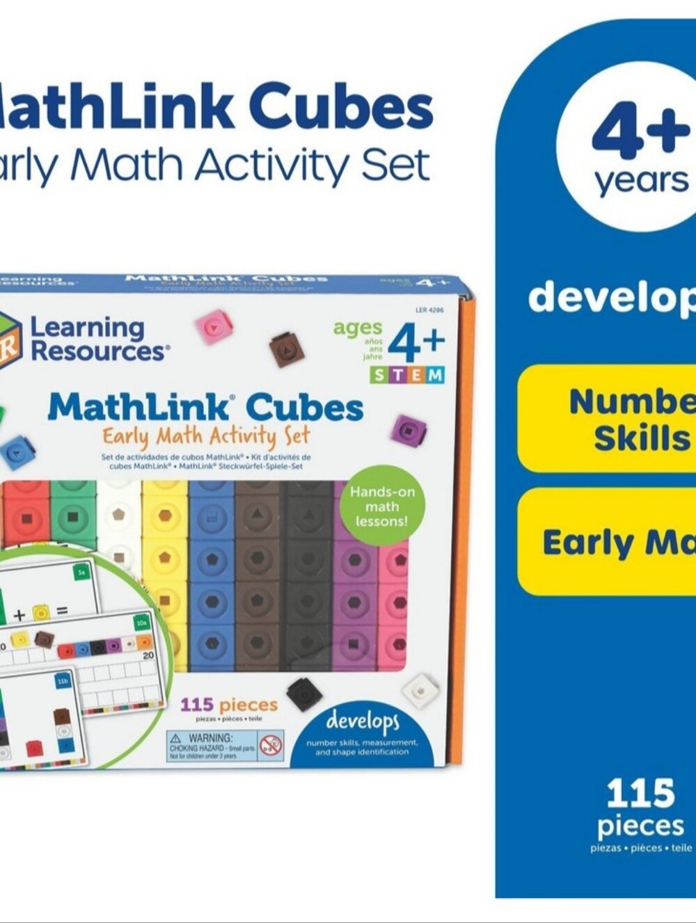 Learning Resources MathLink Cubes Early Math Activity Set 115pc LER4286 NEW NIB - Picture 10 of 11